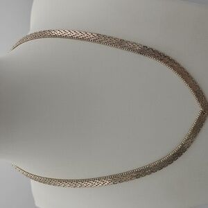 Italian 925 Sterling Silver 16" Chevron Woven Link Necklace 32.29g Signed Italy